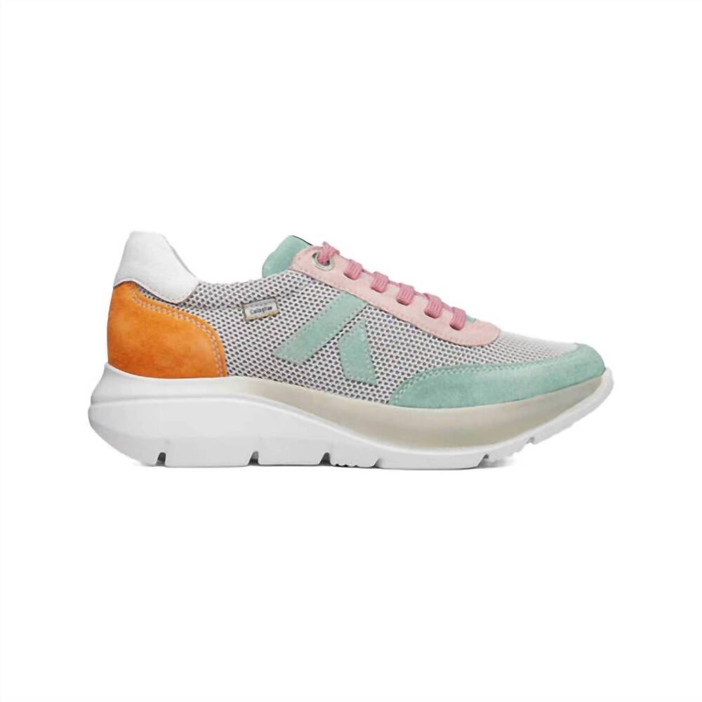 NEW CALLAGHAN women's algoritmo leather sneakers in green / white / pink